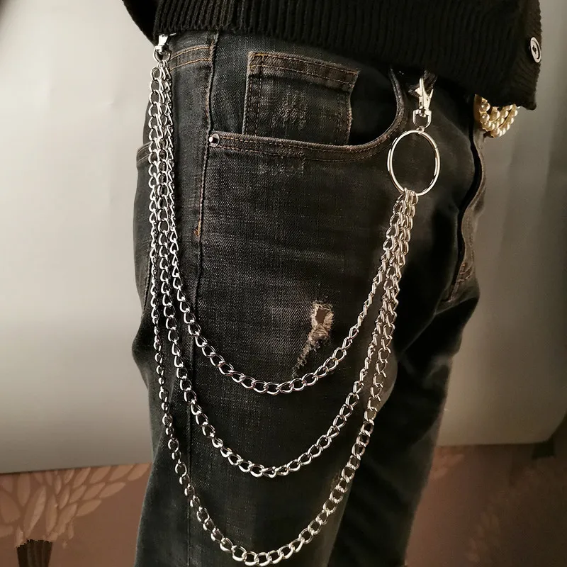 Vintage Fashion Ai - レイヤーメタルベルトチェーンパンクフックメタルウエストウォレットキーチェーンジュエリーヒップホップファッション男性女性用ジュエリーアクセサリー新作