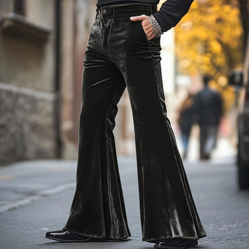 Wide Leg Trouser 70S - メンズベルボトムベルベットパンツレトロスタイル 70 年代ディスコ衣装カジュアルルーズフィットパーティーストリートフレアパンツワイドレッグパンツ