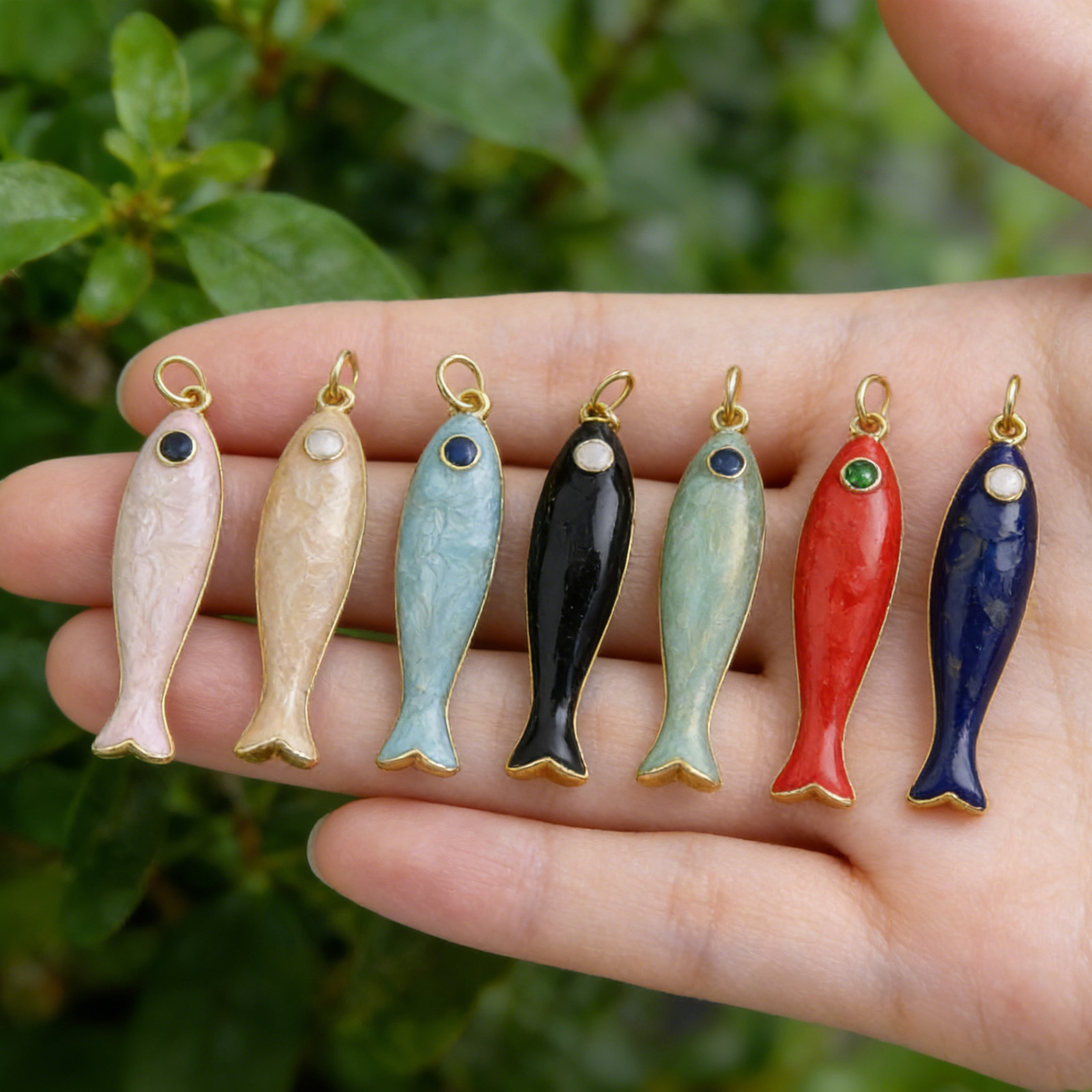 Vintage Fashion Earrings - 1PC 多色銅ヴィンテージスリムロングフィッシュタイニーペンダント DIY ブレスレットネックレスイヤリング作成海洋動物ジュエリー作成