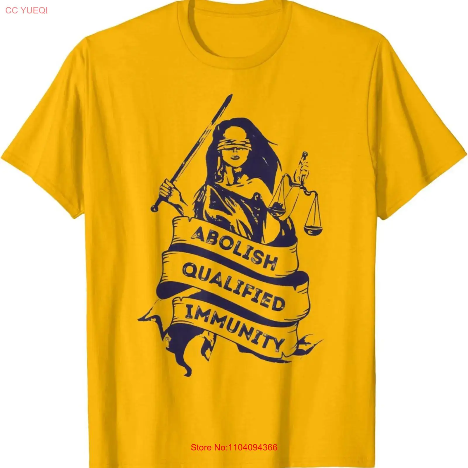 Vintage Fashion Knitwear - Abolish Qualified Immunity Tシャツ ヴィンテージ ウォッシュ加工
