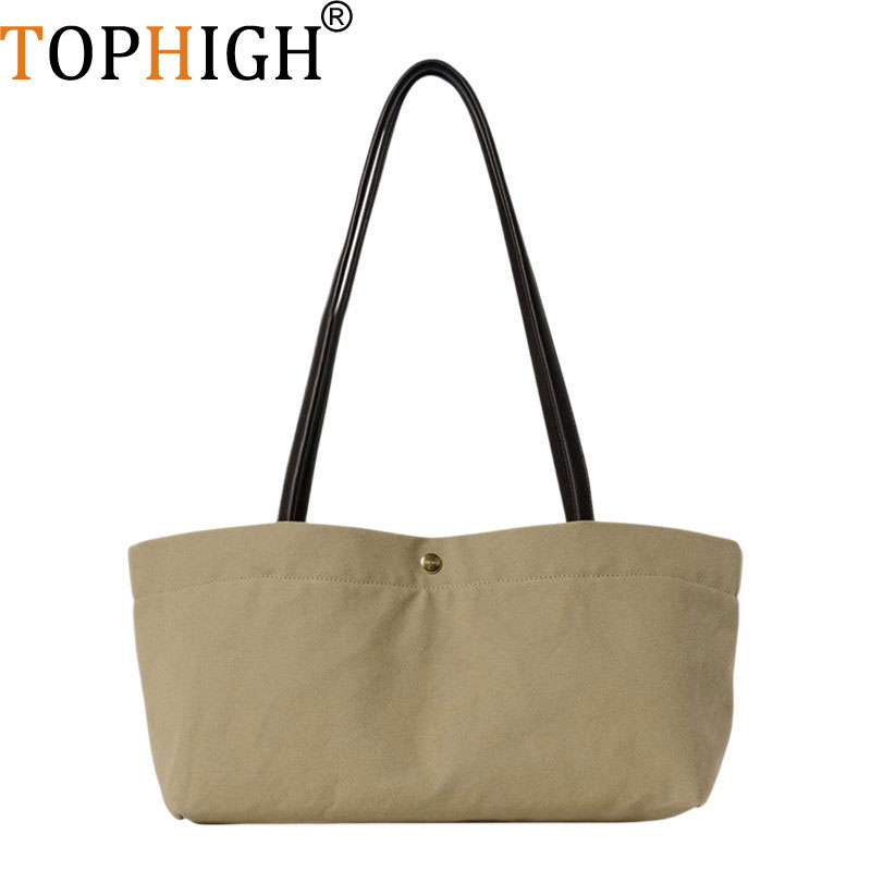 Vintage Fashion Old Money - TOPHIGH 新しいヴィンテージキャンバストートバッグ 女性用 大容量 通勤用ショルダーバッグ シンプルファッション