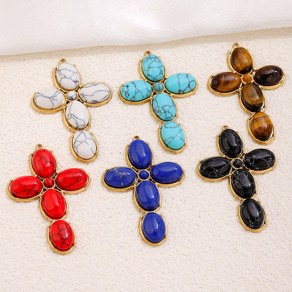 ステンレス製チャーム ヴィンテージ風大型クロスペンダントチャ - Vintage Fashion Earrings のレビューと価格