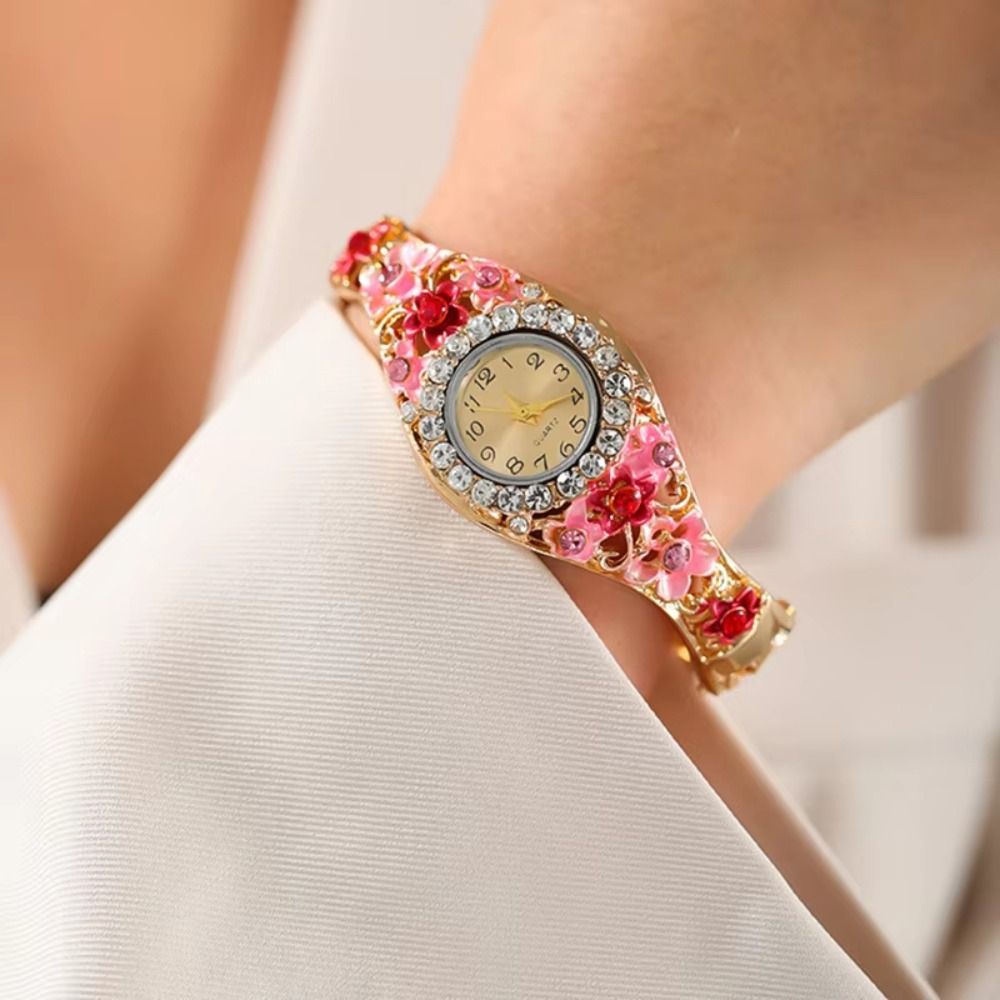 花が豊富なヴィンテージ時計ラインストーンブレスレットラウンド - Vintage Fashion Week のレビューと価格