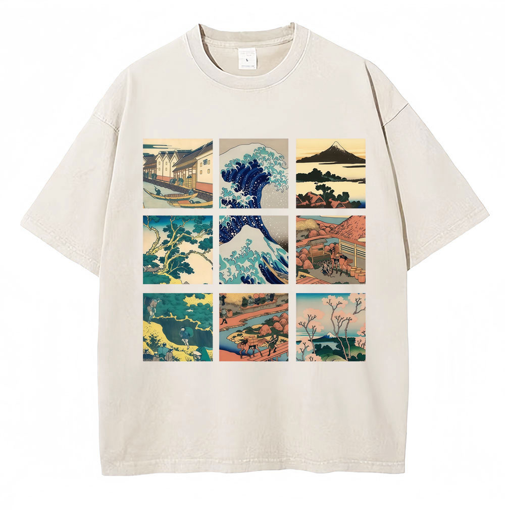 洗浄済み日本スタイル京都グラフィック Tシャツ男性女性ファッ - Vintage Fashion Kyoto のレビューと価格