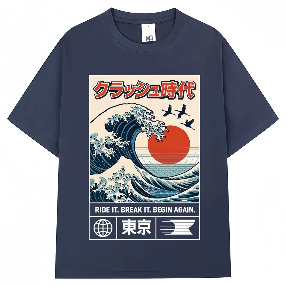 日本風北海道ウェーブ東京グラフィックTシャツ メンズ レディ - Vintage Fashion Tokyo のレビューと価格