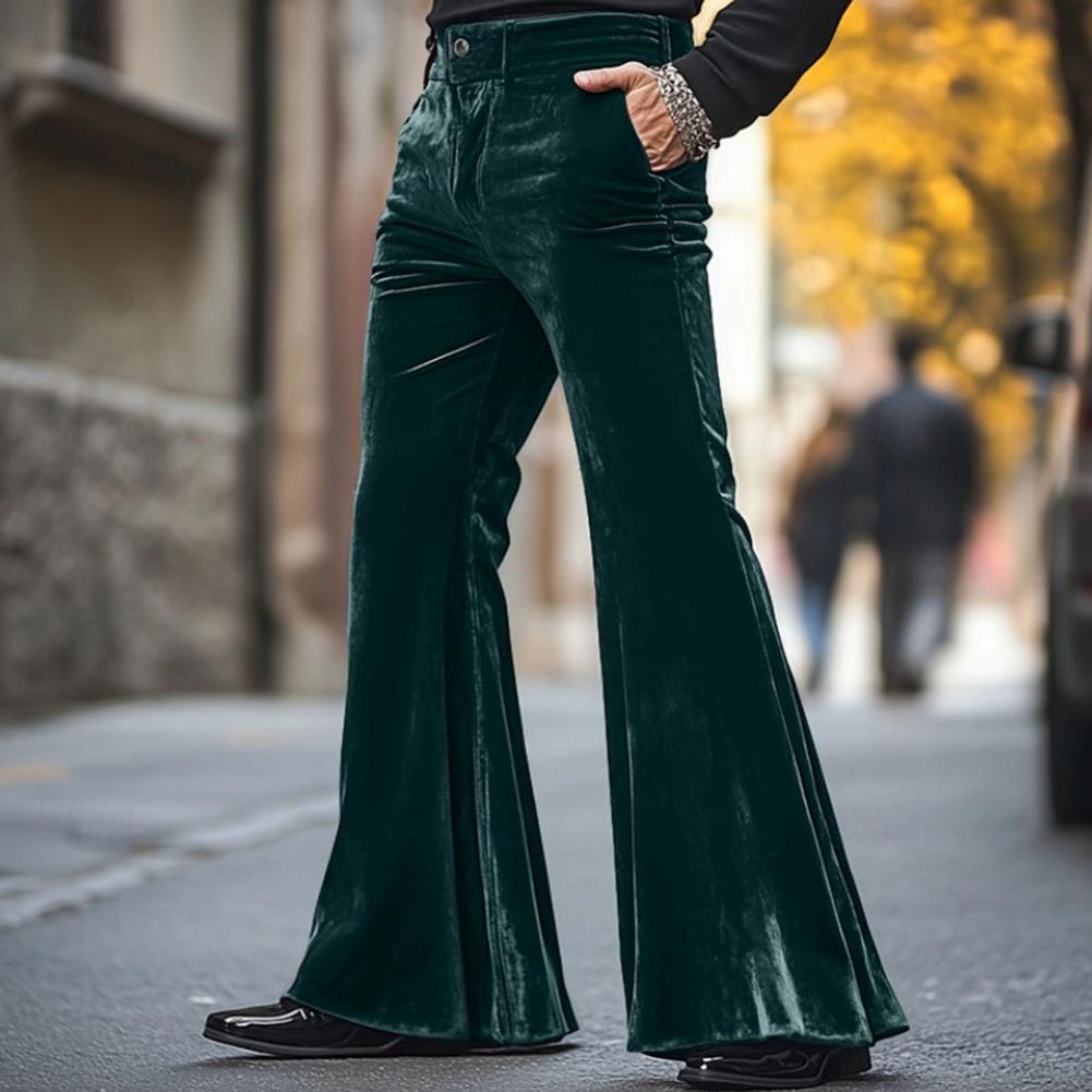 メンズベルボトムベルベットパンツレトロスタイル 70 年代デ - Wide Leg Trouser 70S のレビューと価格