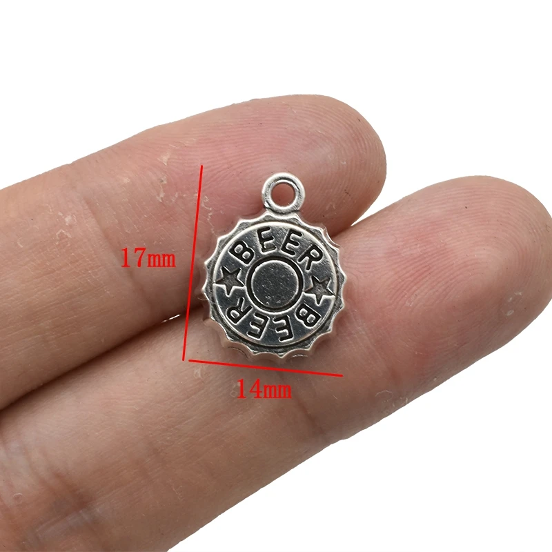 アンティークシルバーメッキビールキャップチャーム、DIYイヤ - Vintage Fashion Earrings のレビューと価格