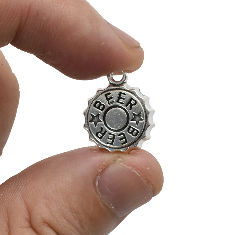 アンティークシルバーメッキビールキャップチャーム、DIYイヤ - Vintage Fashion Earrings のレビューと価格