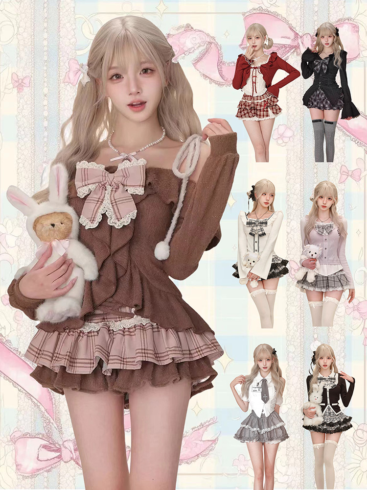 ゴシックY2Kヴィンテージプレッピースタイル2ピースセット  - Vintage Fashion Ai のレビューと価格