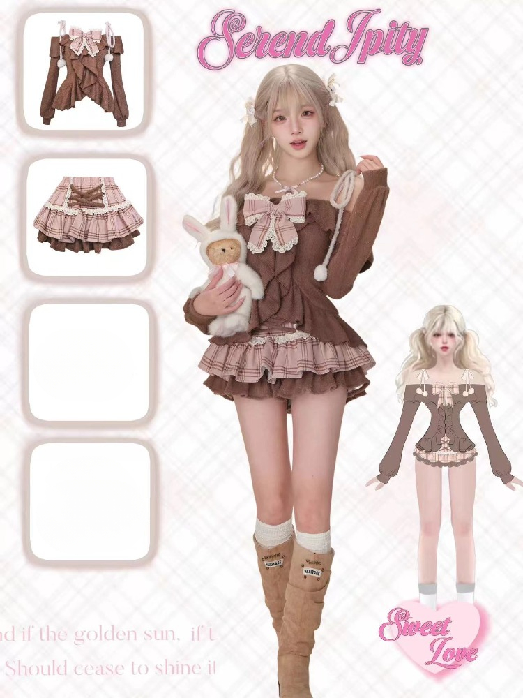 ゴシックY2Kヴィンテージプレッピースタイル2ピースセット  - Vintage Fashion Ai のレビューと価格