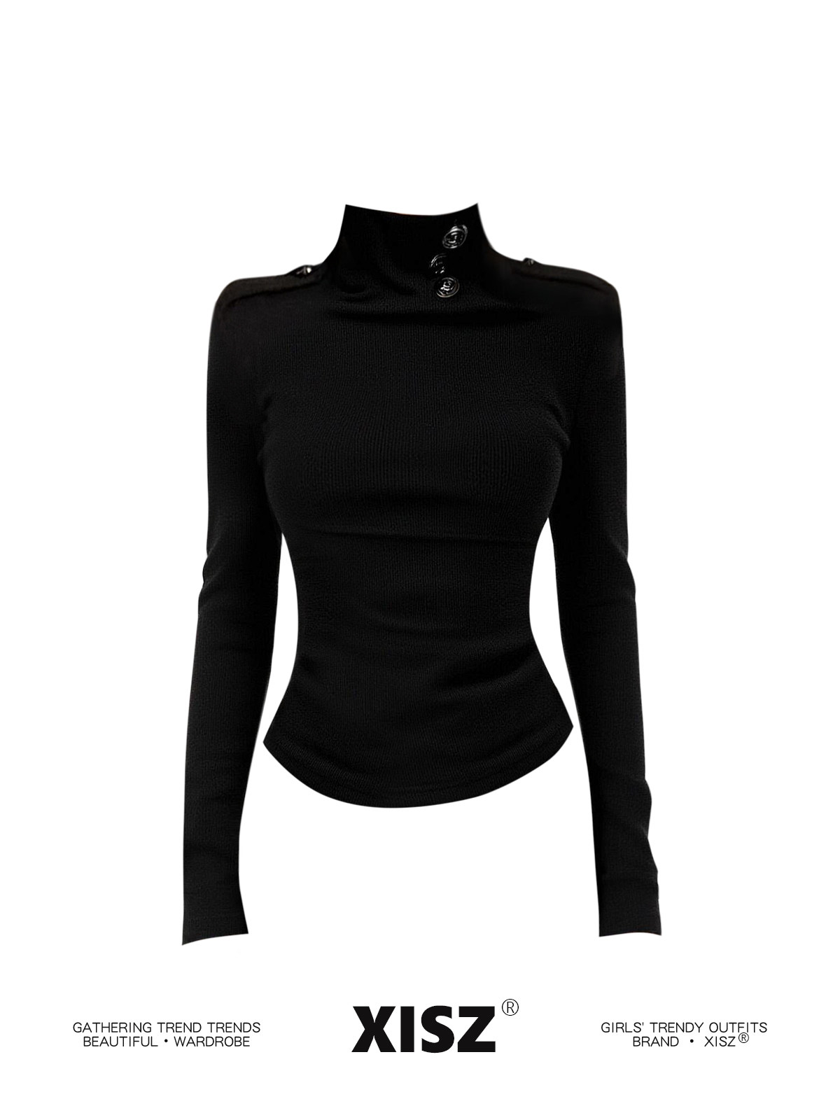 女性用ブラックゴシックTシャツ、原宿Y2K Tシャツトップ、 - Turtleneck Knit 90S のレビューと価格