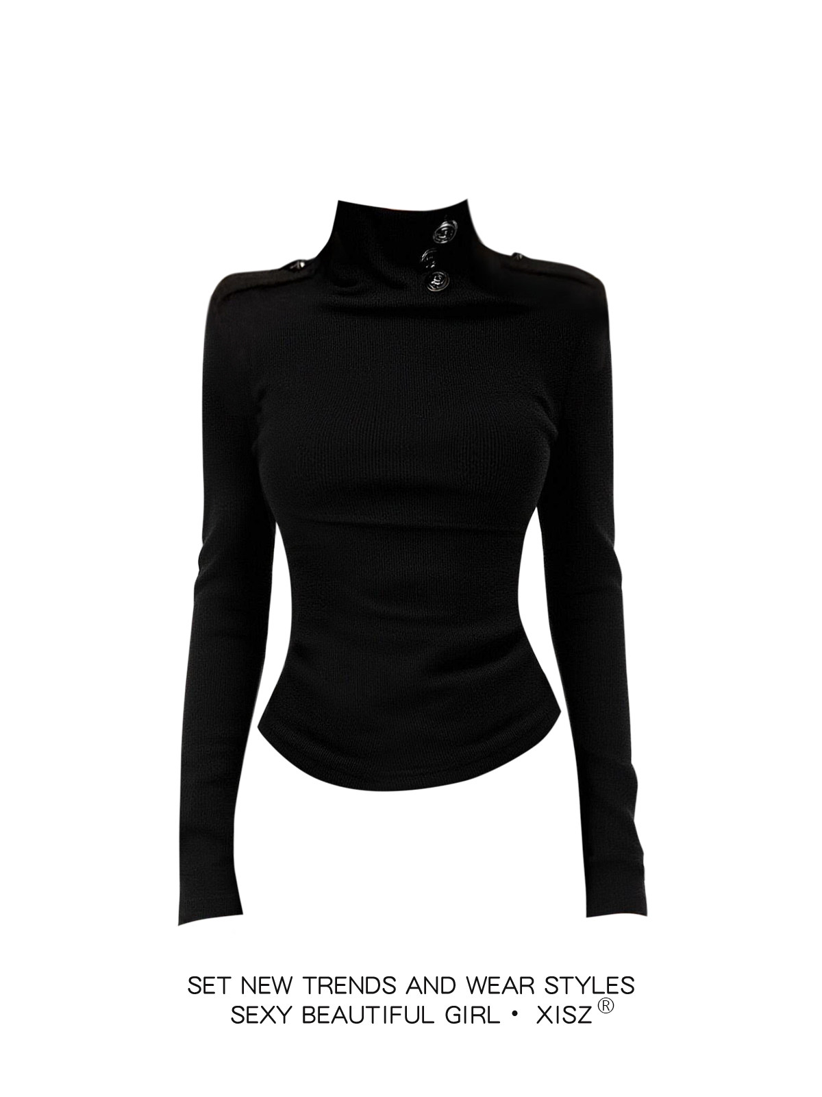 女性用ブラックゴシックTシャツ、原宿Y2K Tシャツトップ、 - Turtleneck Knit 90S のレビューと価格