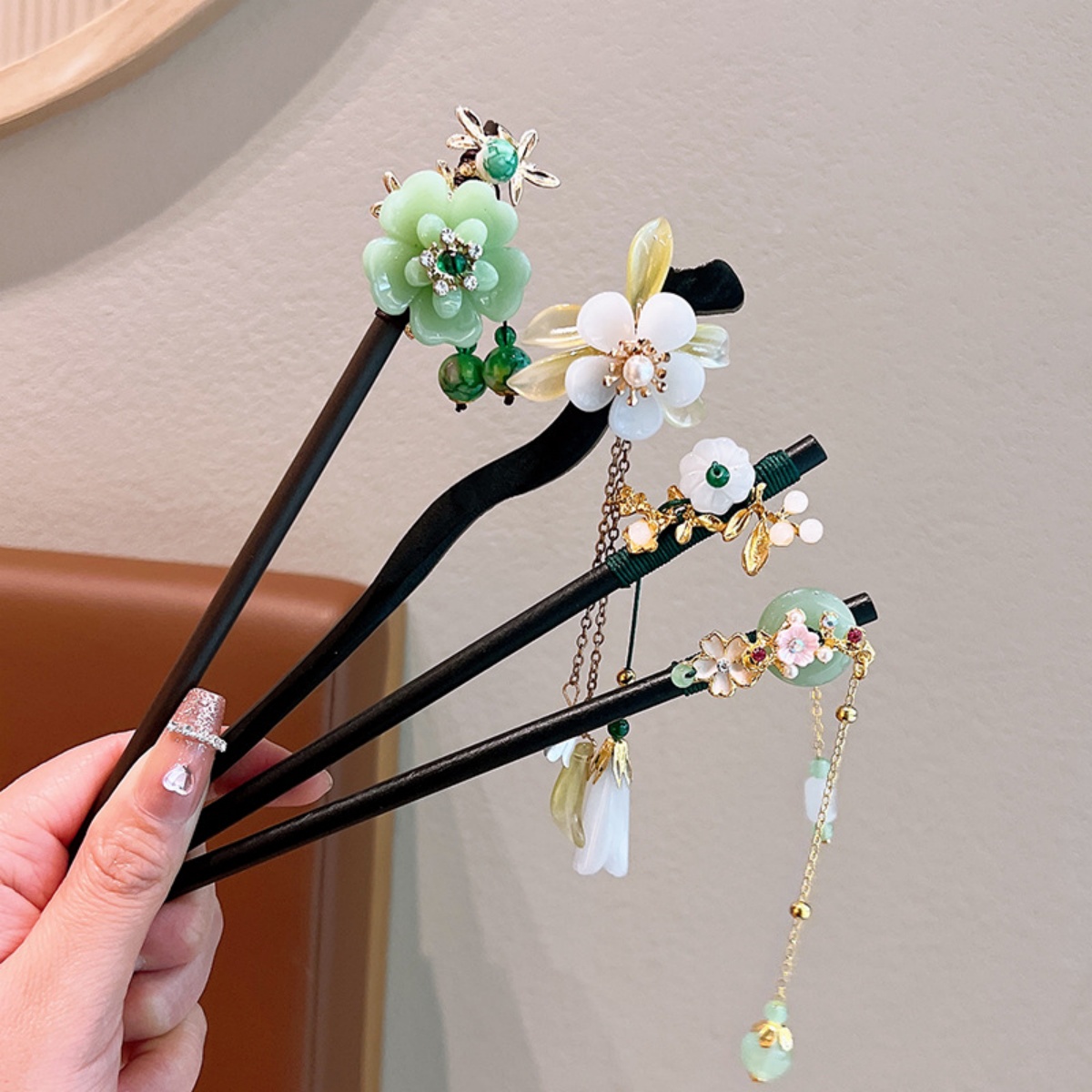 絶妙な花のタッセル木製ヘアピンレトロ中国風の手作り花ヘアステ - Vintage Fashion Ai のレビューと価格