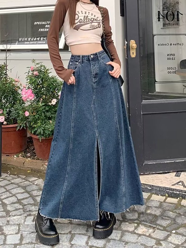 ハイウエストスリットデニムミニスカート レディース 春夏 ヴ - Denim Skirt Midi Vintage のレビューと価格