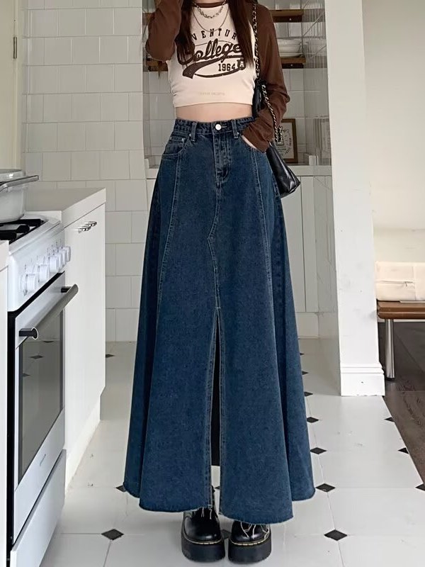 ハイウエストスリットデニムミニスカート レディース 春夏 ヴ - Denim Skirt Midi Vintage のレビューと価格