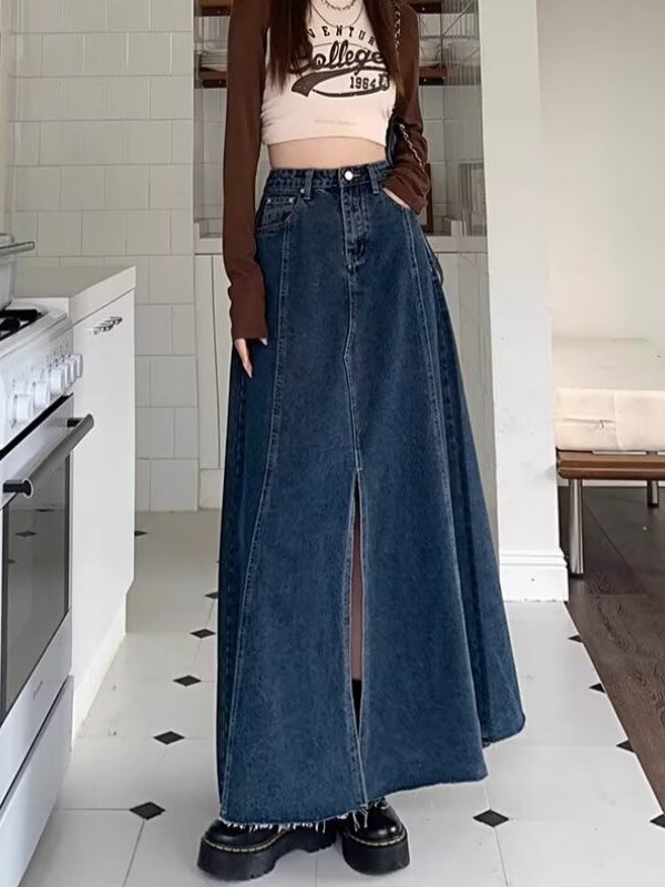 ハイウエストスリットデニムミニスカート レディース 春夏 ヴ - Denim Skirt Midi Vintage のレビューと価格