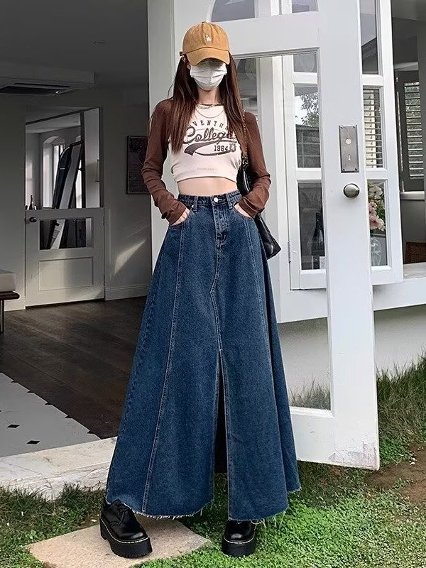 ハイウエストスリットデニムミニスカート レディース 春夏 ヴ - Denim Skirt Midi Vintage のレビューと価格