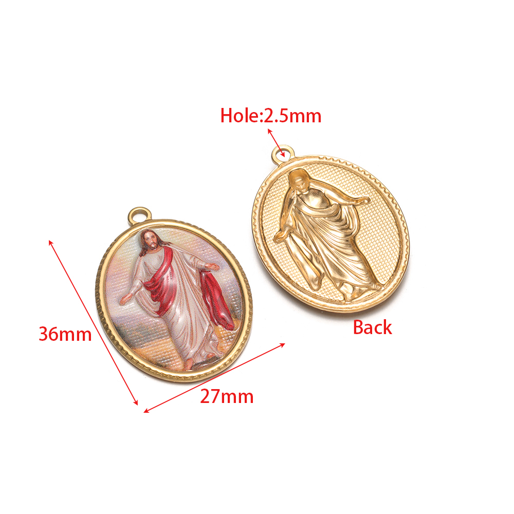 4個入りステンレス製オーバル宗教チャームキャラクターペンダン - Vintage Fashion Earrings のレビューと価格